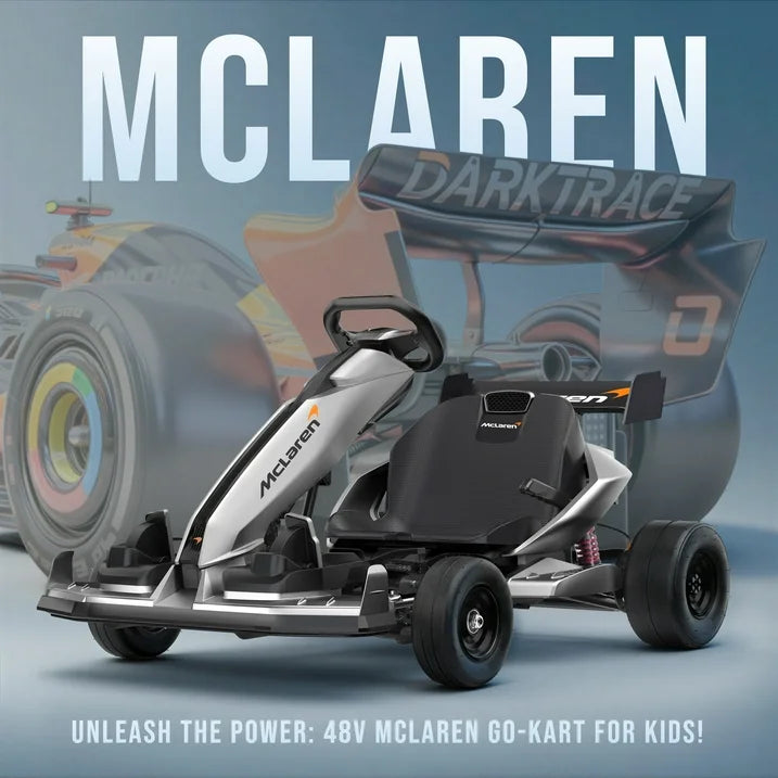 48V McLaren Go Kart for Teens & Adults, 750W Brushless Motor 24 km/h, Hydraulic Disc Brake, 3 Levels Adjustable Chassis, Foldable Design, 4 Wheel Suspension Electric Go Cart Ride On Toy (Silver)