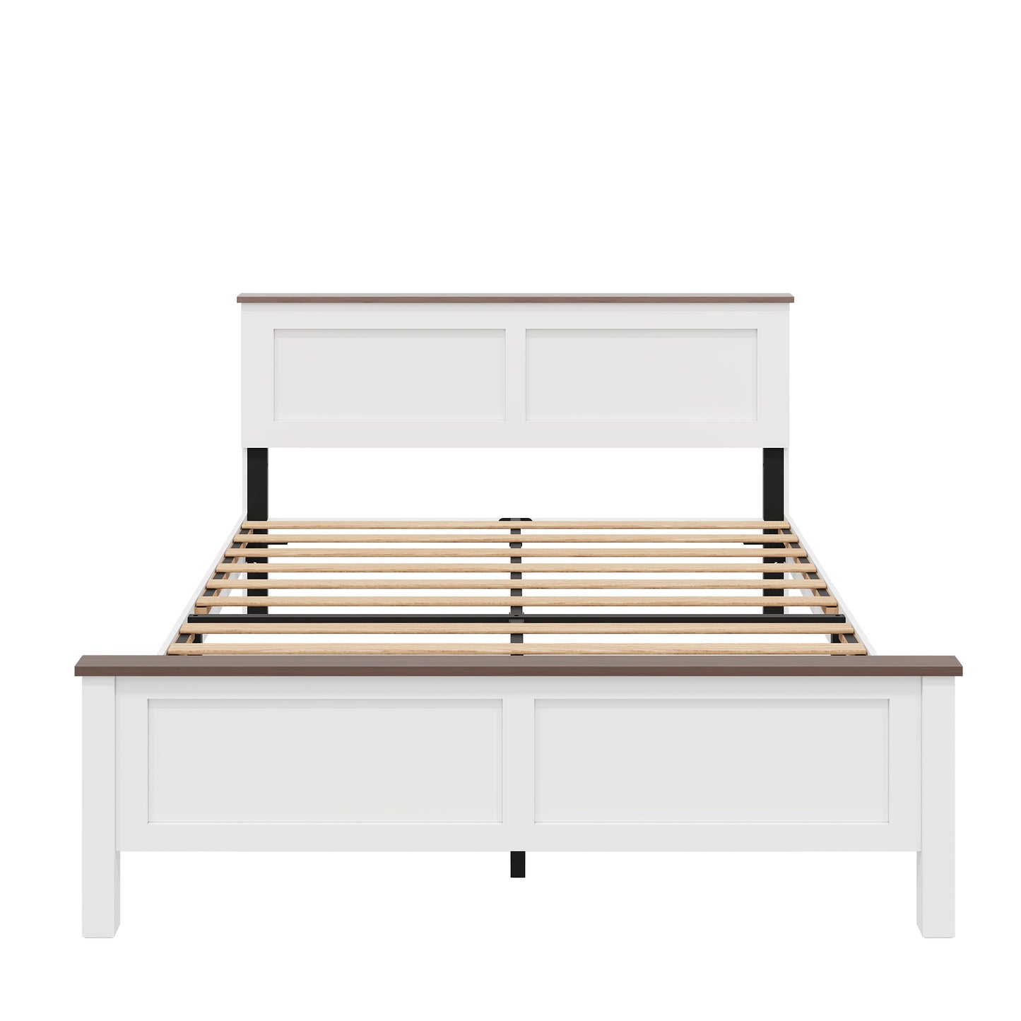 Upholstered Platform Bed Frame with Tufted Headboard, Modern Queen Size Bed Frame with Solid Wood Legs, Mid-Century Platform Bed for Adults Kids, No Box Spring Needed, Grey