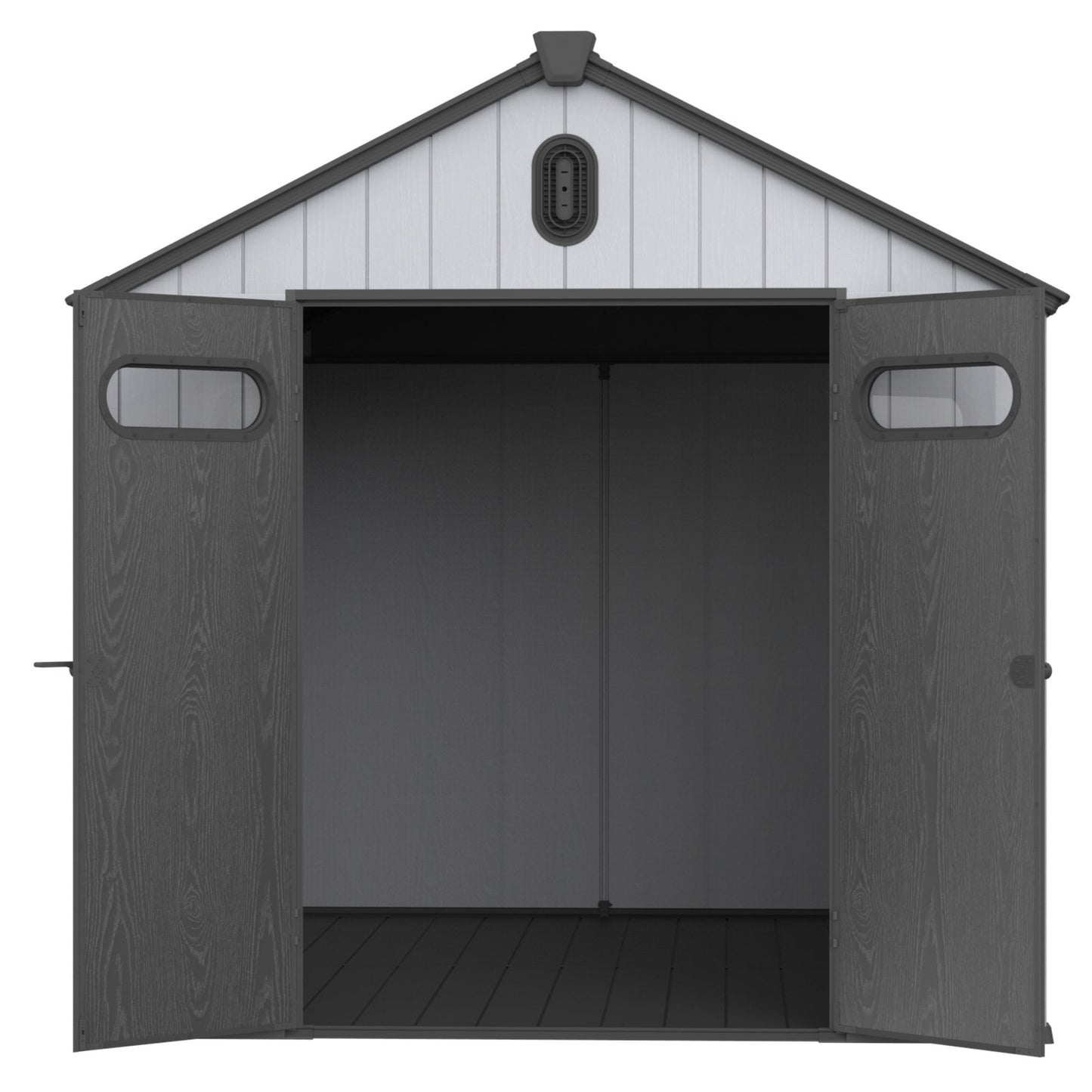 8x10ft Outdoor Resin Storage Shed, 550 cu.ft All-Weather Plastic Shed with Reinforced Floor, Lockable Doors and Vents, Gray Plastic Storage Shed for Backyard Garden Poolside