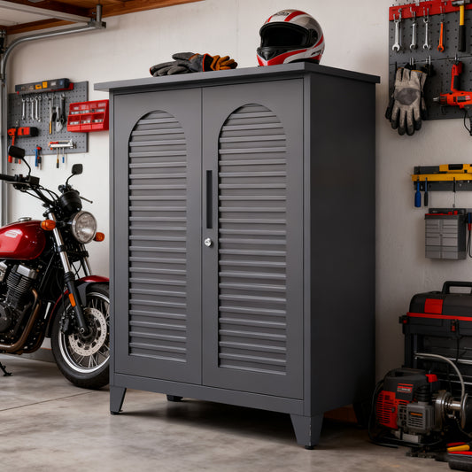 73" Tall Storage Cabinet 73", SESSLIFE Heavy-Duty Metal Cabinet with Adjustable Shelves, Freestanding Utility Cabinet with Doors for Garage, Kitchen, Office, Slate Steel