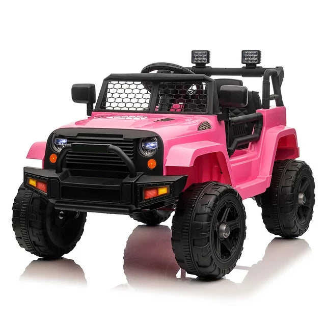 12V Powered Ride on Car for Kids, Sesslife Electric Ride on Toys with Remote Control, 3 Speeds, Horn, LED Lights, Kids Ride on Truck for Girl 2-4 Years Old Birthday Gift, Pink