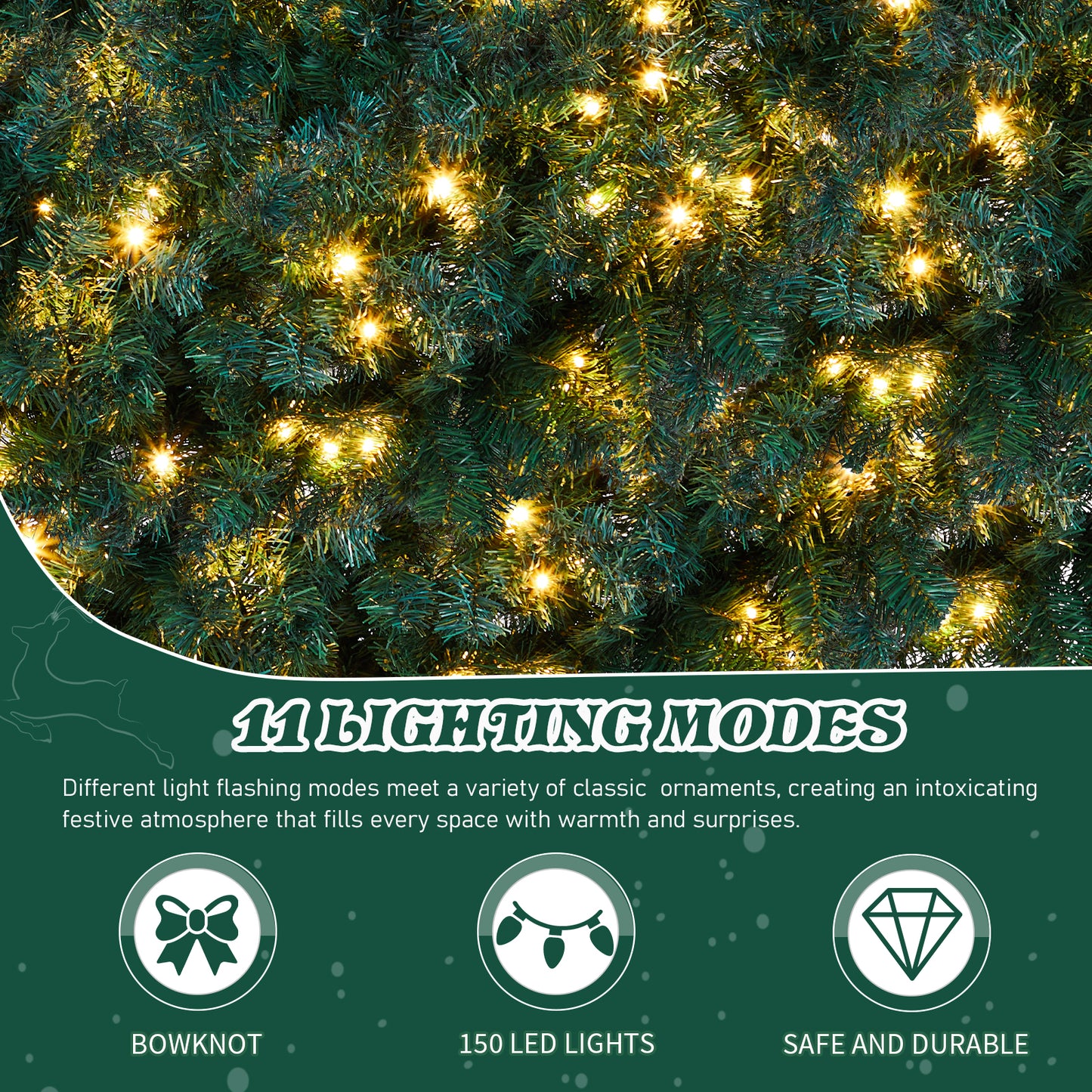 48in Pre-Lit Christmas Wreath, SESSLIFE 3pcs Large Artificial Xmas Wreath with LED Lights, Remote Control and Stepless Dimming, Full Outdoor Wreath for Front Door, Gate, Green