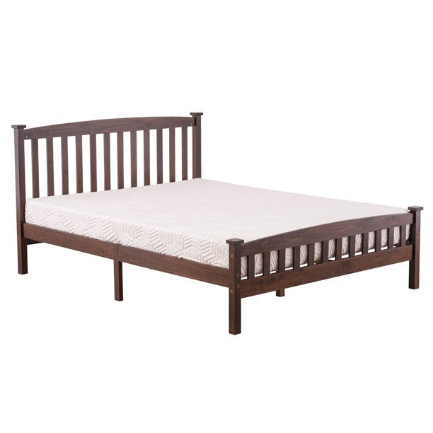 Full Bed Frame, Sesslife Platform Bed with Headboard, Solid Wood Bed Frame No Box Spring Needed, Full Size Bed with Slats for Kids Teens Adults, Bedroom Guest Room Bed, Walnut