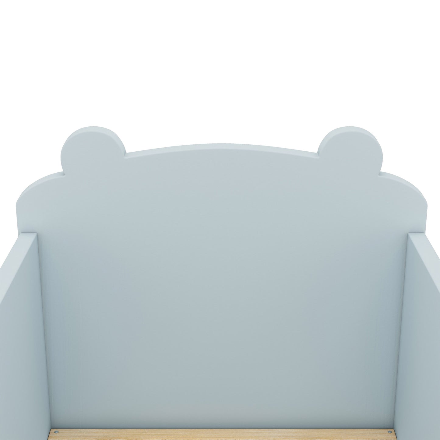 Toddler Floor Bed, Wood Toddler Bed Frame with Bear Shape Headboard, Slats and Safety Guardrails, Montessori Bed for Boys Girls Kids Bedroom, Crib Bed for Ages 3-6, Baby Blue