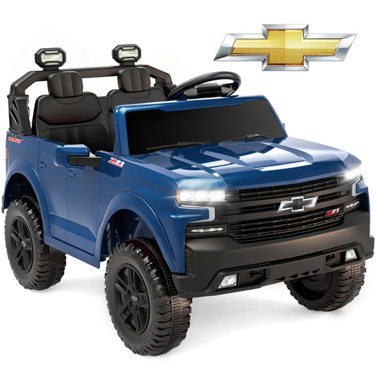 Chevrolet Silverado 24V Powered Ride On Car for Kids, 2 Seater Electric Truck with Remote Control, 90W Dual Motors, 4 Wheels Suspension, LED, Bluetooth, Ride On Toy for Boys & Girls Ages 3–8 (White)