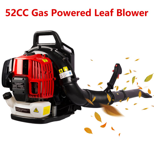 Gas Powered Leaf Blower, 52cc 2-Cycle Backpack Leaf Blower with Nozzle Extension and Adjustable Strap, Commercial Leaf Vacuum for Blowing Leaves/Snow/Mowed Grass, EPA Passed