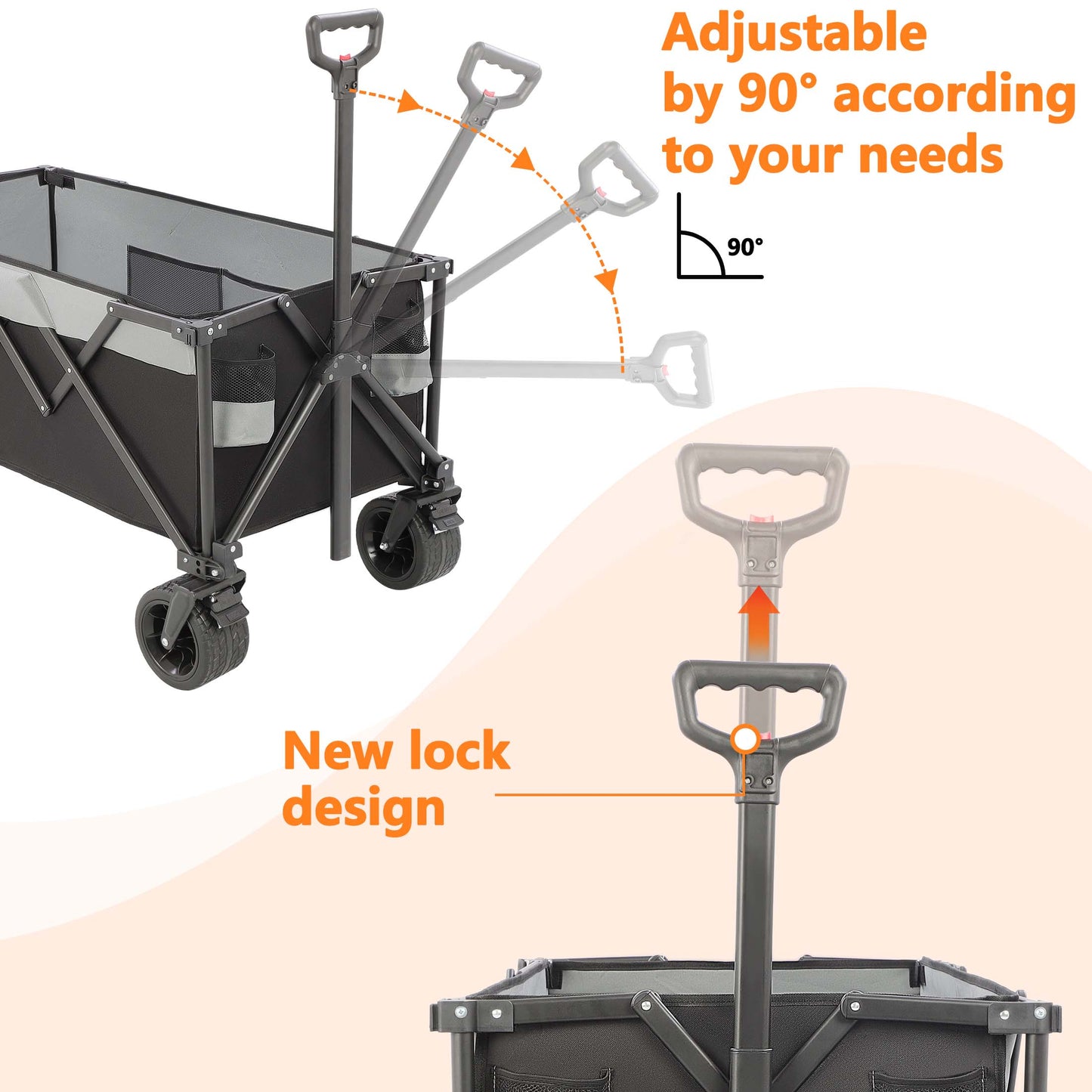 SESSLIFE 400L Extra Large Beach Wagon Cart with Tailgate and All-Terrain Wheels, 440 lbs Collapsible Wagon with Storage Bag, Folding Wagon Portable Cart for Camping Shopping