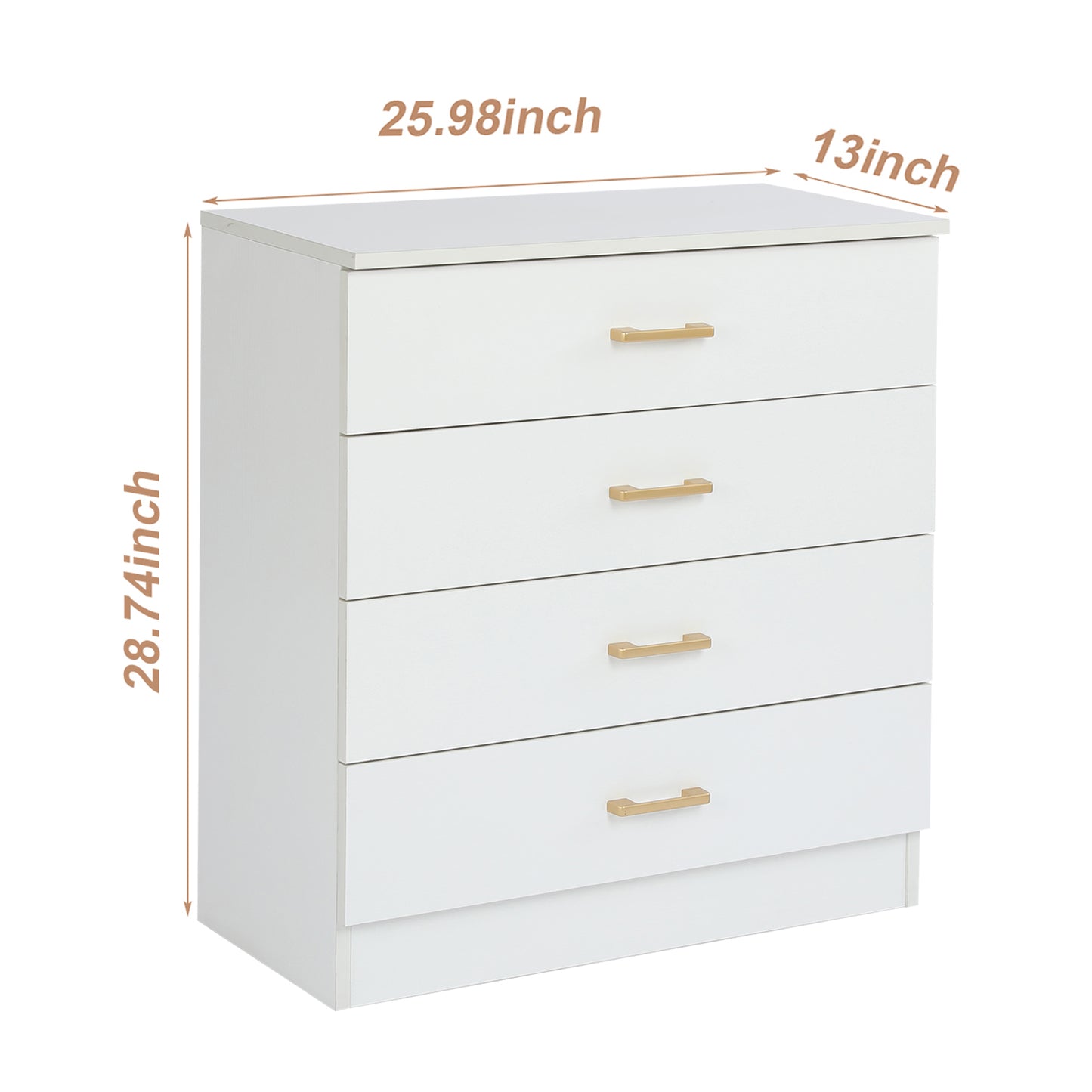Sesslife New Upgrade Nightstand, Modern White Nightstand with 4 Drawers, Wood Bedside Table Night Stand for Bedroom
