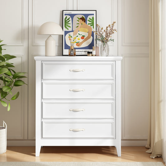 4 Drawer Dresser, Wooden Chest of Drawers for Bedroom with Sturdy Frame, Modern Storage Cabinet with Metal Handle for Adults, Entryway, Hallway