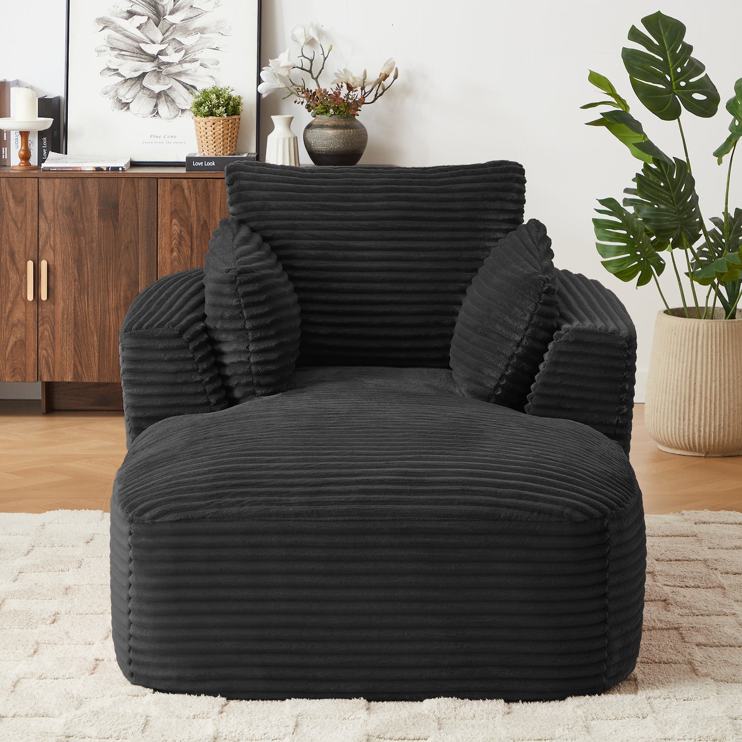 SESSLIFE Oversized Chaise Lounge Chair, 64.6" Comfy Corduroy Chaise Sofa Recliner Bed Upholstered Sleeper Couch Bed for Living Room, Bedroom, No Assembly, Green