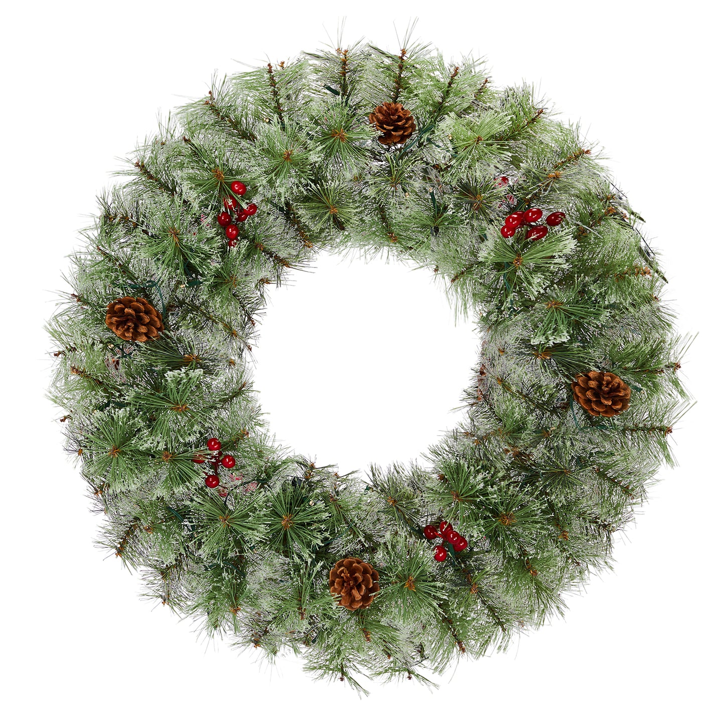 SESSLIFE 2Pcs Christmas Wreath, 24 Inch Pre-Lit Artificial Xmas Wreaths with 100 Warm White LEDs and Pine Cones, Battery Powered Artificial Wreaths for Indoor and Outdoor Decor