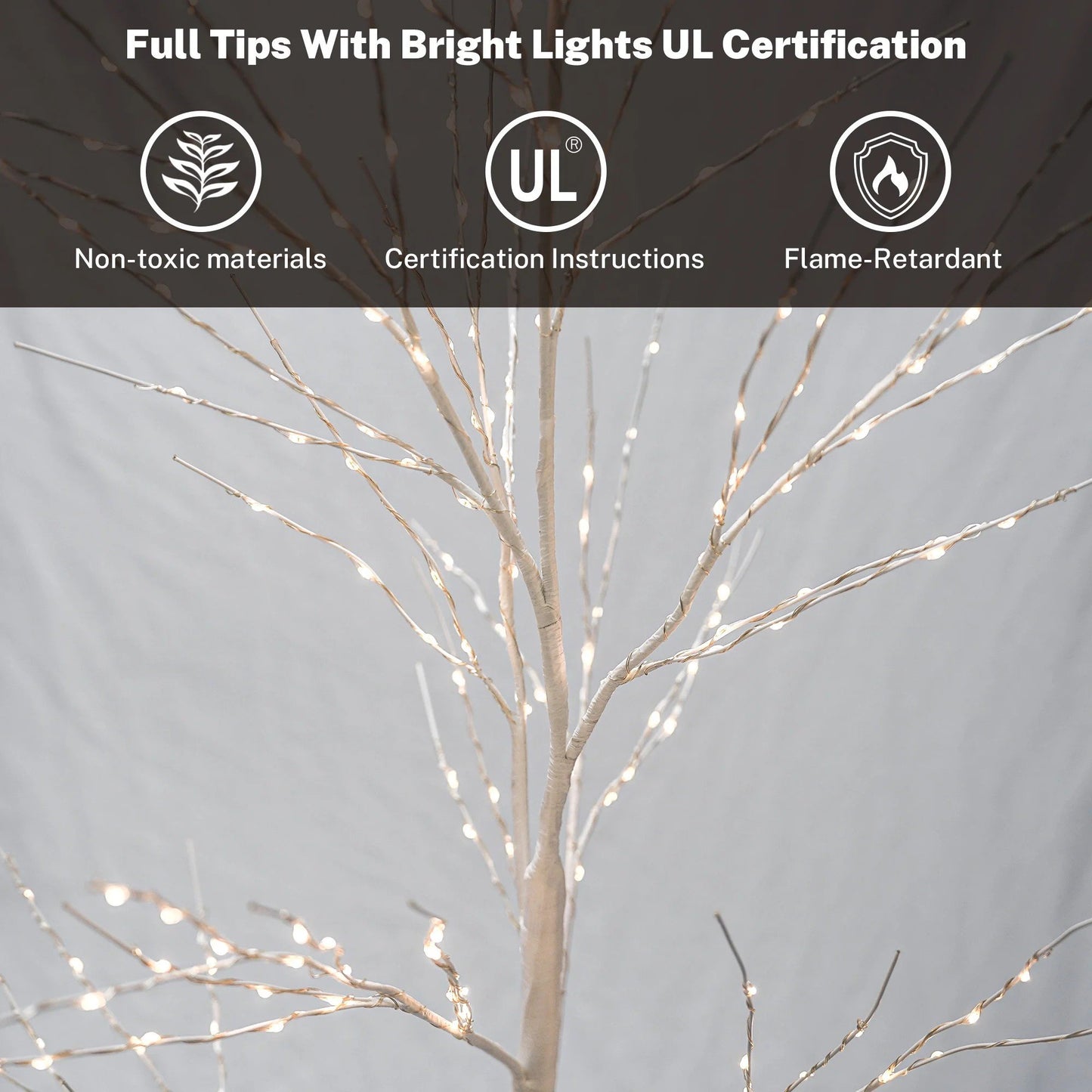 SESSLIFE 3pc Birch Christmas Tree Set, 4/5/6 FT Pre-lit Christmas Trees, Indoor Outdoor Christmas Trees for Home Party Office, White