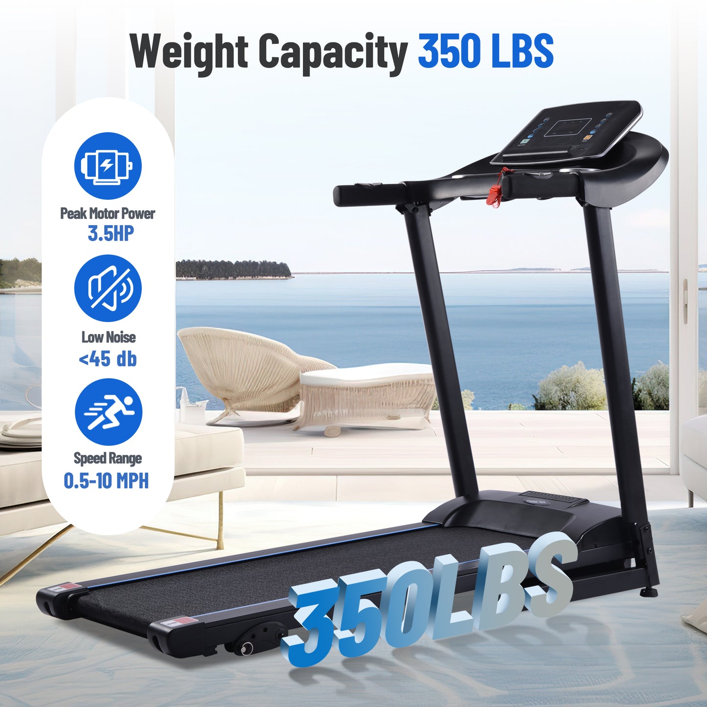 2.5HP Folding Treadmill with Incline, Electric Treadmill with Bluetooth, Speakers, LCD Display, 0.5-8.5 MPH Electric Running Machine