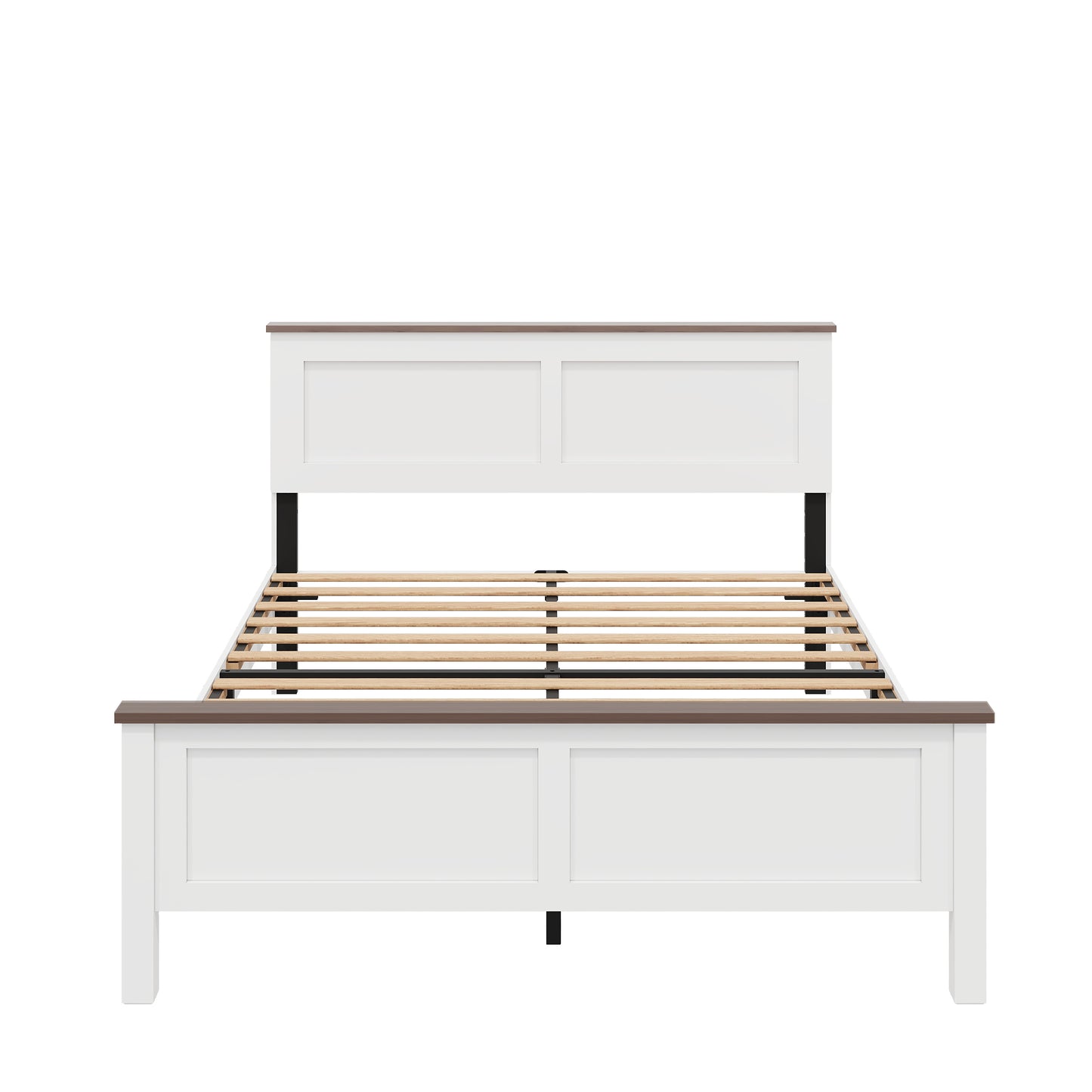 Upholstered Platform Bed Frame with Tufted Headboard, Modern Queen Size Bed Frame with Solid Wood Legs, Mid-Century Platform Bed for Adults Kids, No Box Spring Needed, Grey