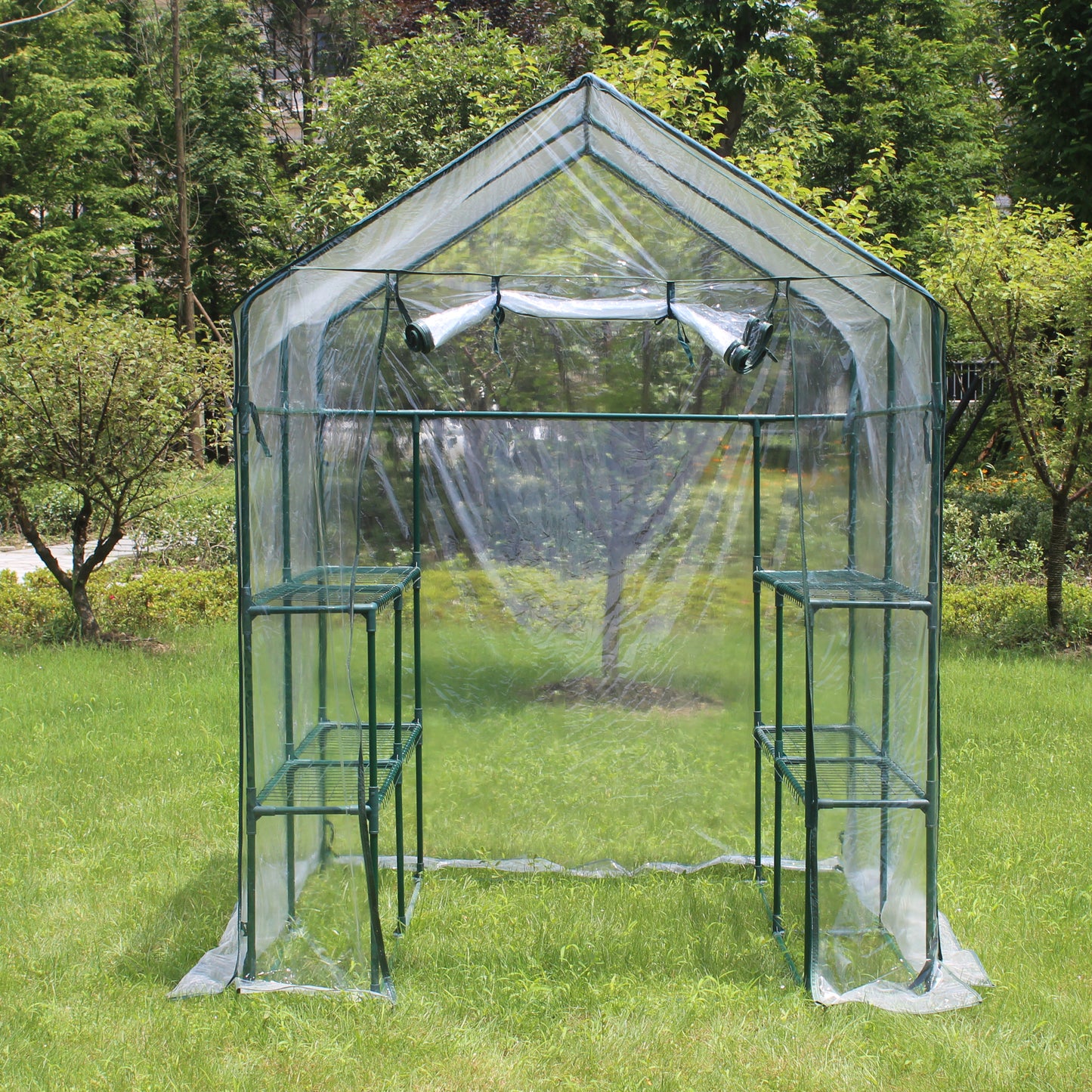 Mini Greenhouse, Portable Green House with 4 Tiers and PE Cover, Greenhouse for Outdoors Indoor