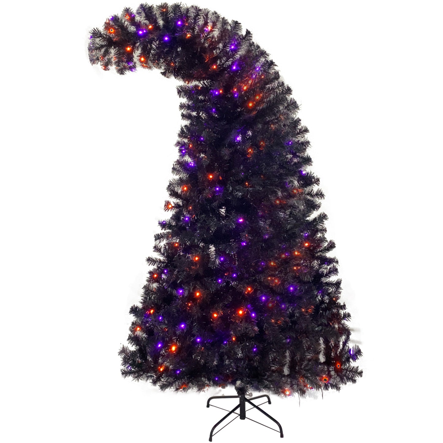 Artificial Halloween Christmas Tree, 6ft Black Christmas Tree with 300 LED Lights, Bendable Style Christmas Tree for Seasonal Holiday Decoration Tree