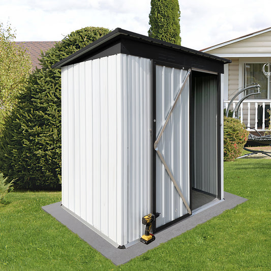 Metal Storage Shed, Outdoor Shed with Lockable Door, Garden Shed Tool Shed, Gray Outdoor Storage Cabinet for Backyard Patio, 5' x 3'