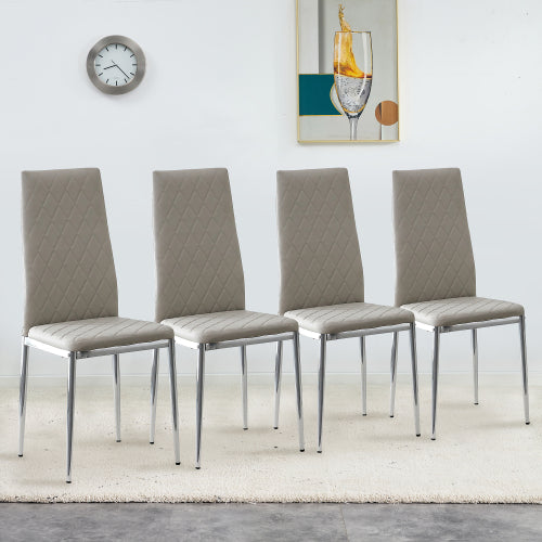 Sesslife Dining Chairs Set of 4, Gray Dining Room Leather Chairs, Dining Side Chairs for Home Kitchen Living Room