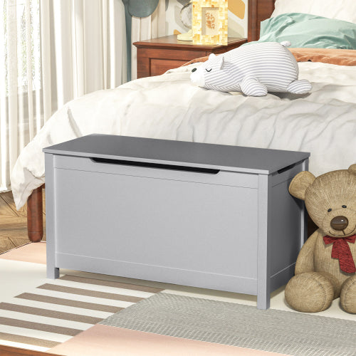SESSLIFE Gray Bench Top Toy Box, Toy Storage Box Organizer, Entryway Bench with Lift Top, Toy Storage Chest with 2 Safety Hinges