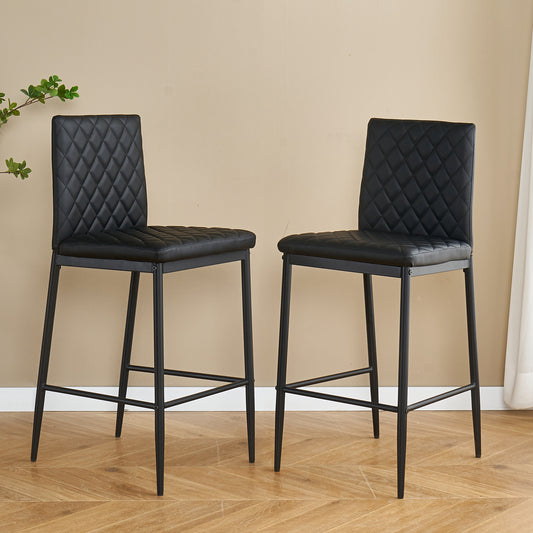 SESSLIFE Bar Stools Set of 2, Counter Height Bar Stools for Kitchen Counter, Black Kitchen Stools with Metal Legs, Barstools for Restaurant, Coffee Shop