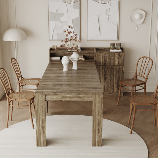 Extendable Dining Table, Wooden Kitchen Table with Storage, Classical Dinner table, Modern Rectangle Dining Table for Kitchen, Dining Room, and Living Room, Barn Wood