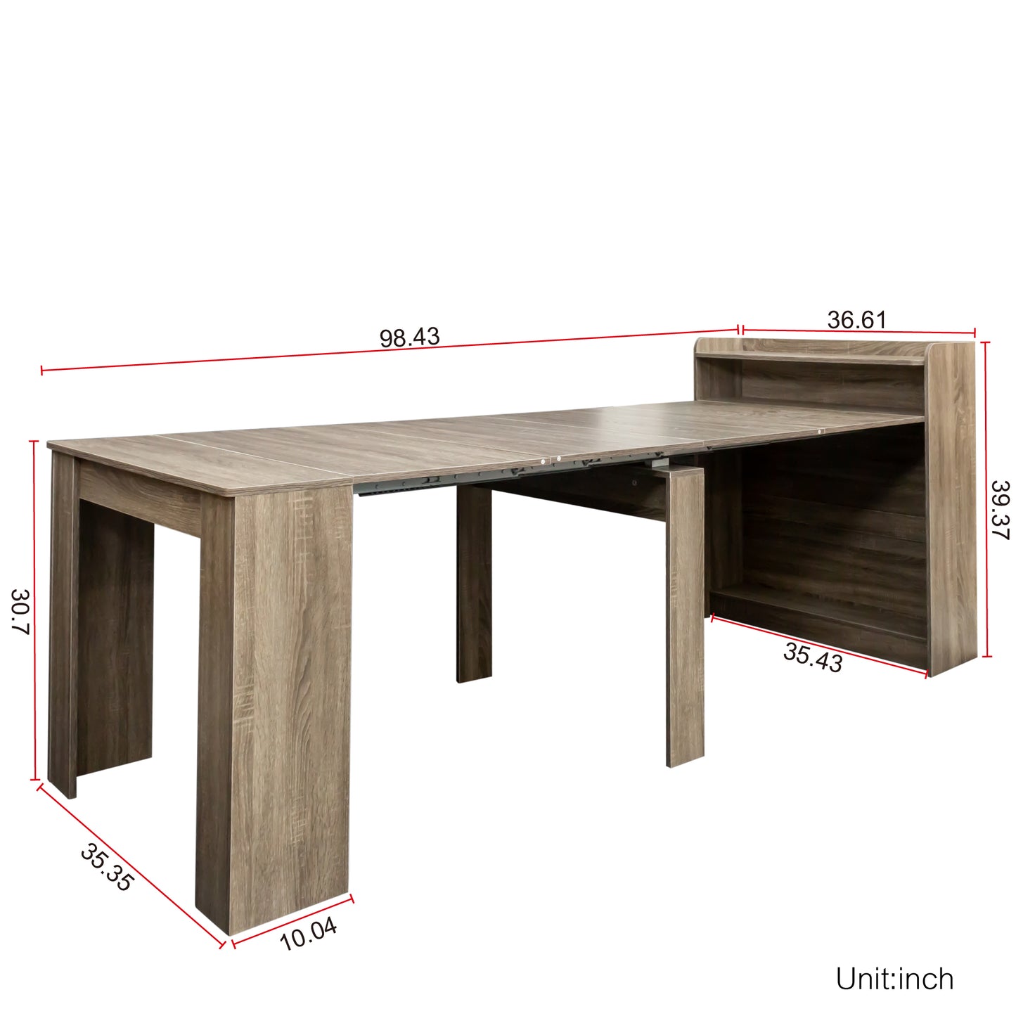 Extendable Dining Table, Wooden Kitchen Table with Storage,  Classical Dinner table, Modern Rectangle Dining Table for Kitchen, Dining Room, and Living Room, Barn Wood