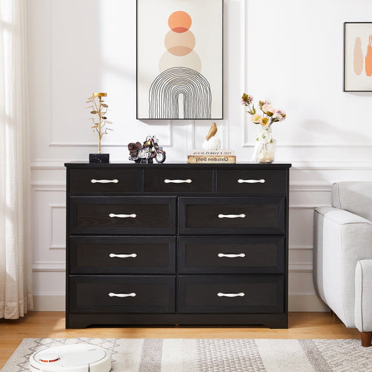 9 Drawer Dresser, Wooden Chest of Drawers with Handles, Modern Bedroom Dresser for Kids Room, Living Room, Entryway