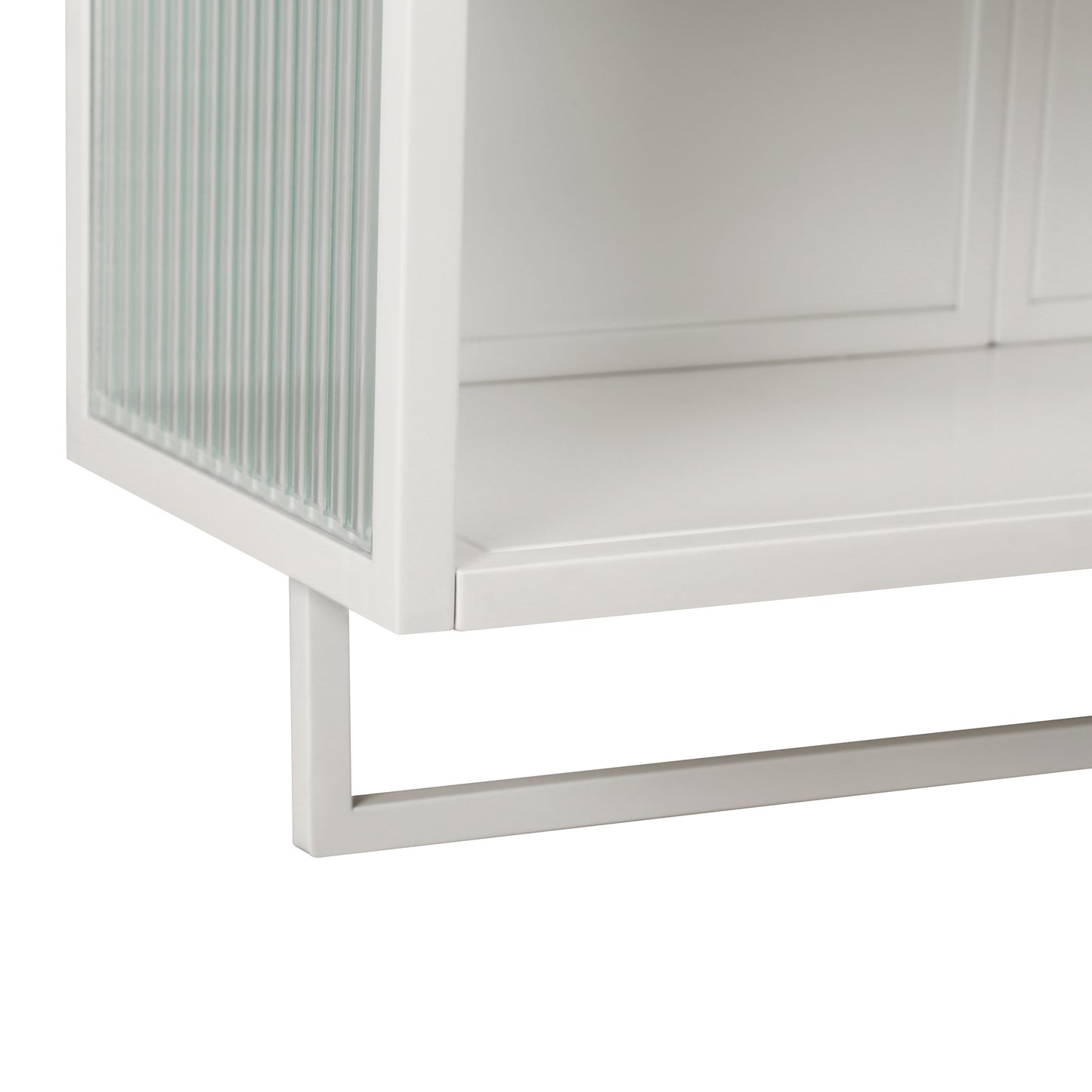 SESSLIFE 30" Spacious Wall Cabinet with Open Shelf and Towel Rack, 2-Door Storage with Fluted Glass, Large Capacity Wall Mounted Cabinet for Bathroom and Kitchen, White