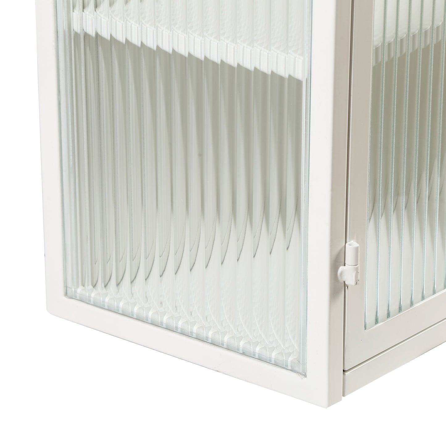 SESSLIFE 27" Large Modern Wall Cabinet with Woven Pattern and Glass Doors, 3-Tier Over-Toilet Storage, Wall Mounted or Freestanding for Bathroom, Living Room, Entryway, White