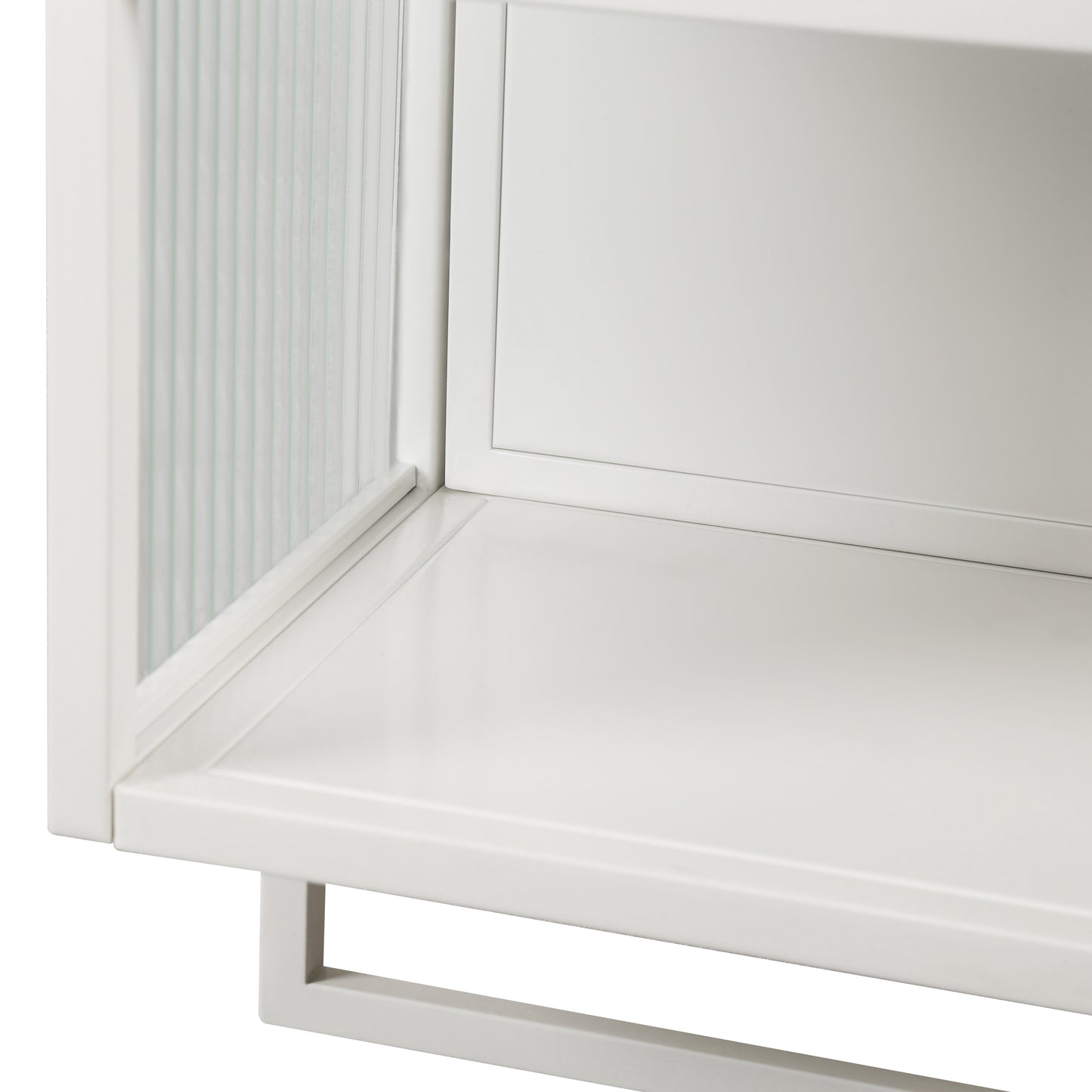 SESSLIFE 30" Spacious Wall Cabinet with Open Shelf and Towel Rack, 2-Door Storage with Fluted Glass, Large Capacity Wall Mounted Cabinet for Bathroom and Kitchen, White