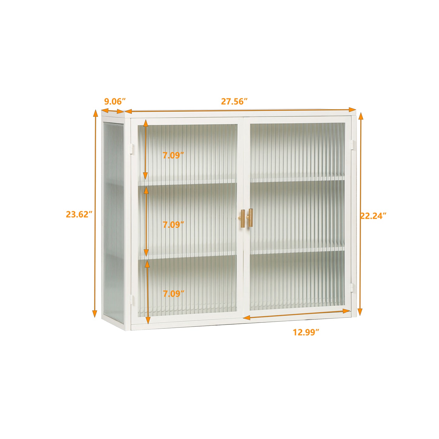 SESSLIFE 27" Large Modern Wall Cabinet with Woven Pattern and Glass Doors, 3-Tier Over-Toilet Storage, Wall Mounted or Freestanding for Bathroom, Living Room, Entryway, White