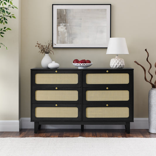 6 Drawer Dresser, Wooden Storage Dresser with Drawers for Bedroom, Living Room, Hallway