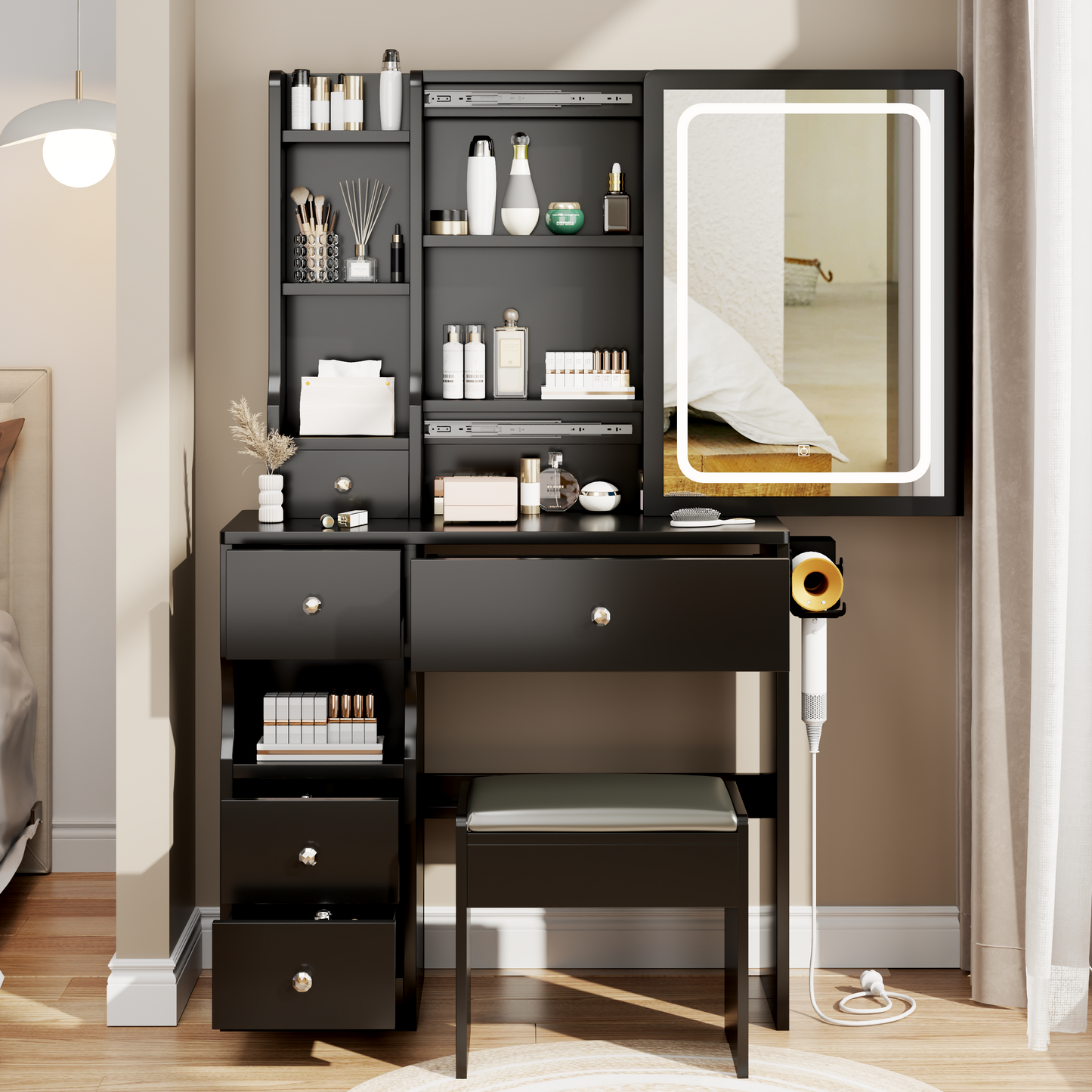 PORKISS Vanity Set with Sliding Mirror