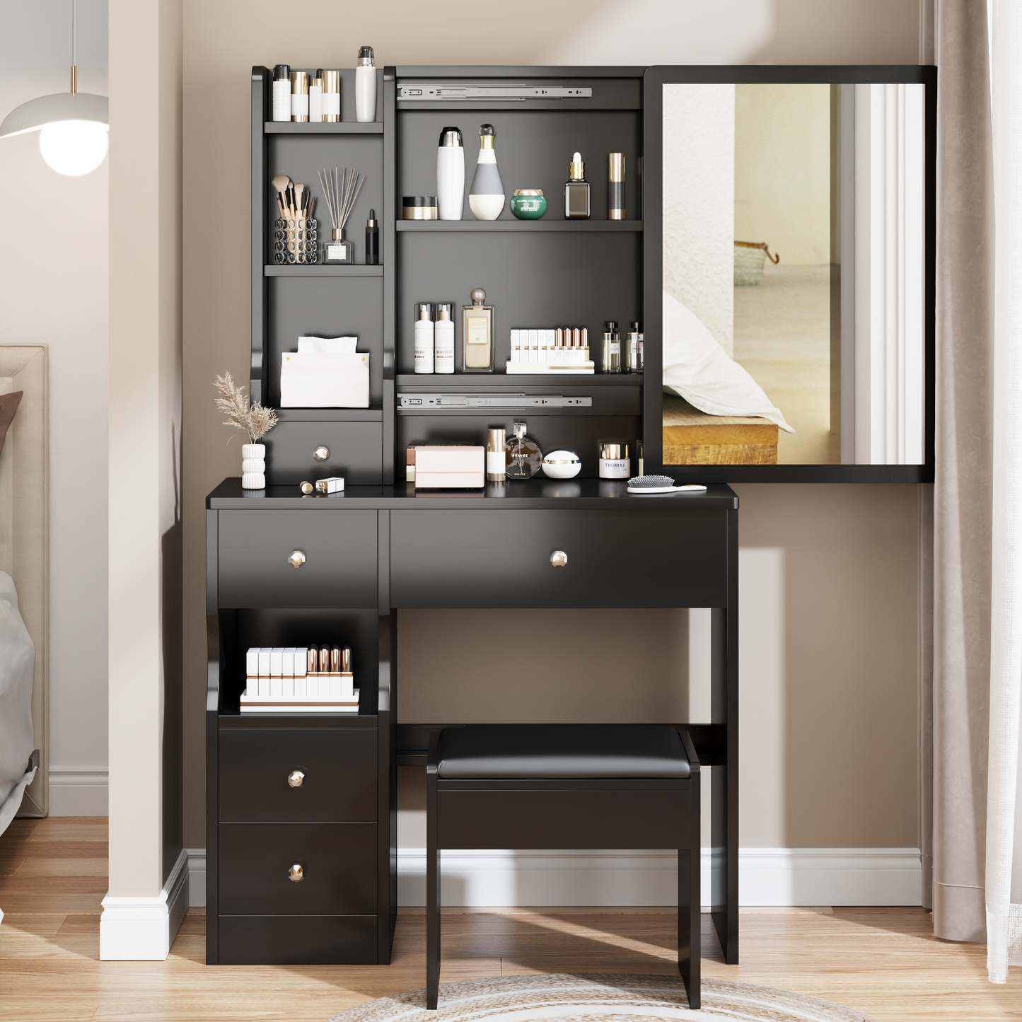 PORKISS Vanity Set with Sliding Mirror