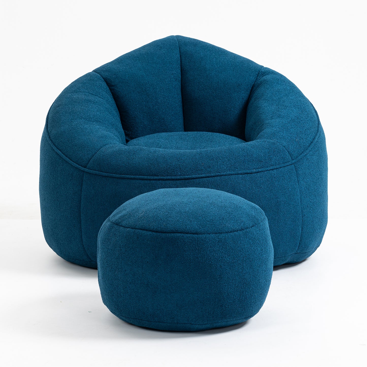 Bean Bag Chair with Footrest, Microfiber Sofa Chair with High-Pressure Foam, Modern Lazy Sofa with Padded Foam Padding, Classical Bean Bag Chair for Adults, Blue