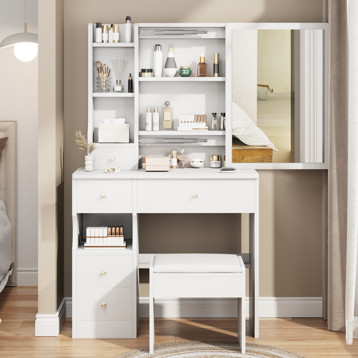 PORKISS Vanity Set with Sliding Mirror
