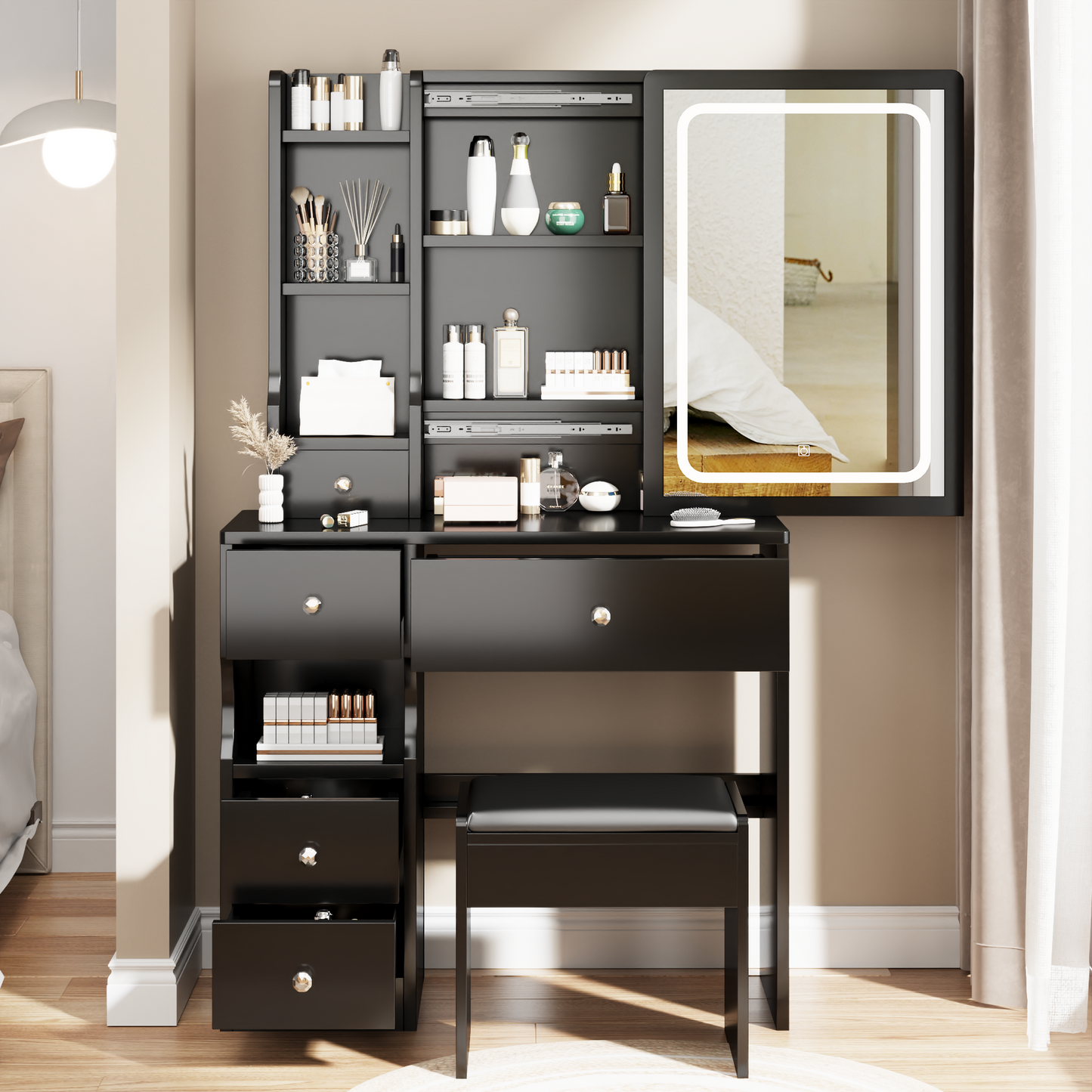 PORKISS Vanity Set with Sliding Mirror