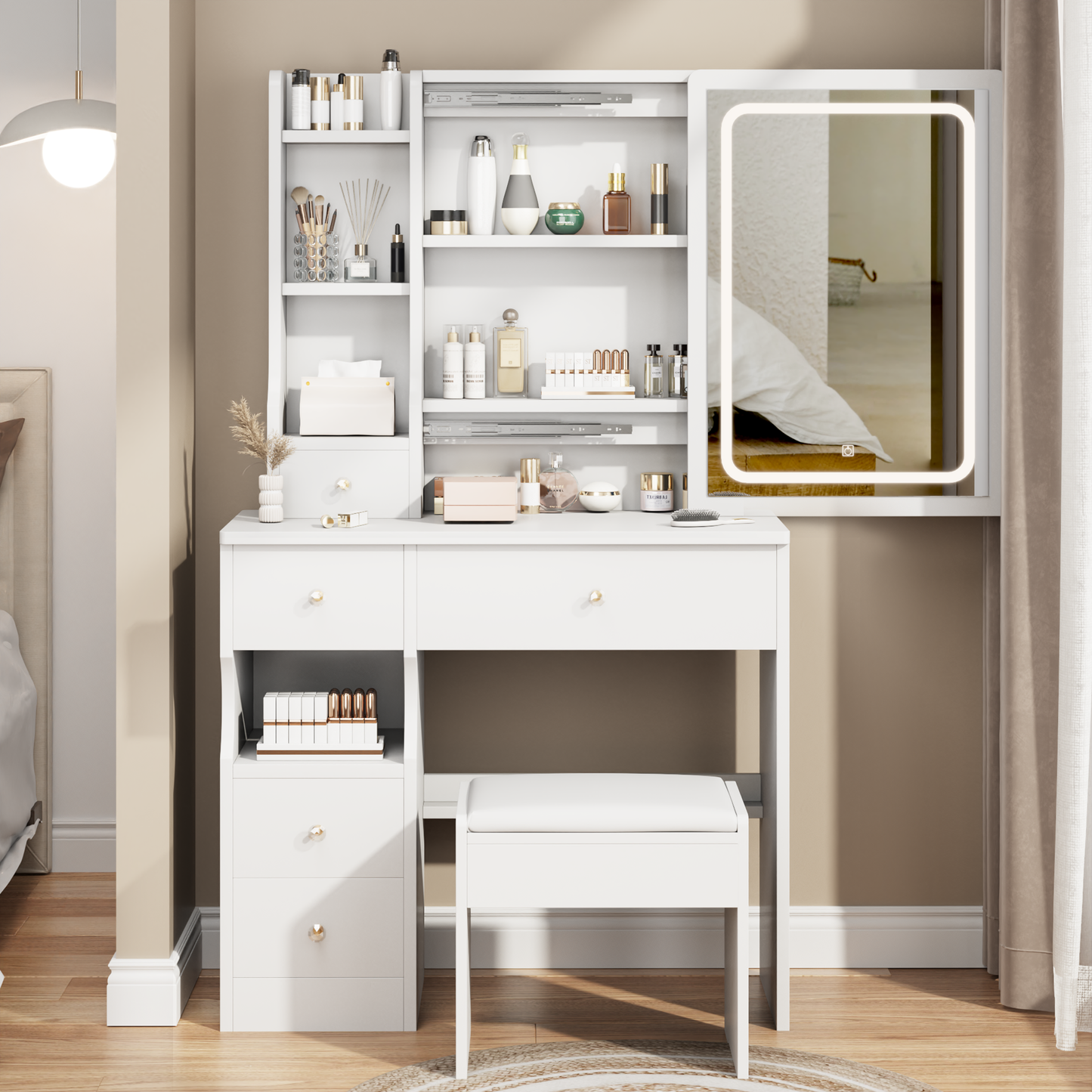 PORKISS Vanity Set with Sliding Mirror