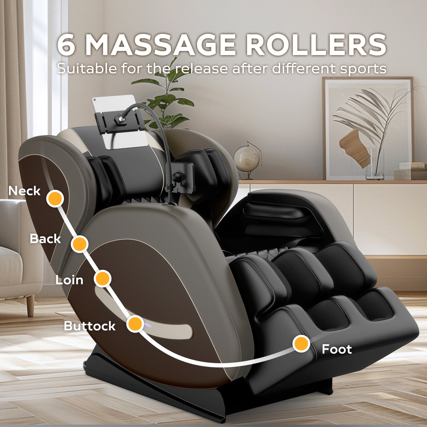 Full Body Massage Chair, SESSLIFE Zero Gravity Shiatsu Recliner Electric Massage Chair with Air Pressure, Heating, Airbag, Bluetooth, Foot Rollers, Portable Stand for Relaxation, Grey