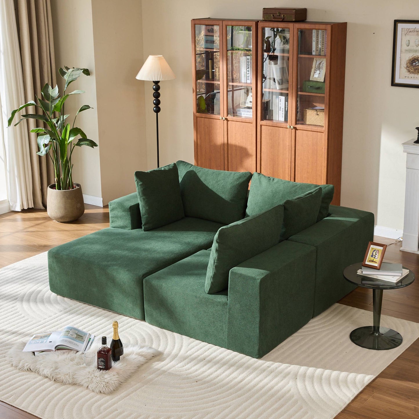 UHOMPERO Sectional Cloud Couch with Chaise and Deep Seat, 111" Oversized L-Shape Stable Sectional Cloud Sofa for Living Room, No Assembly Required, Green