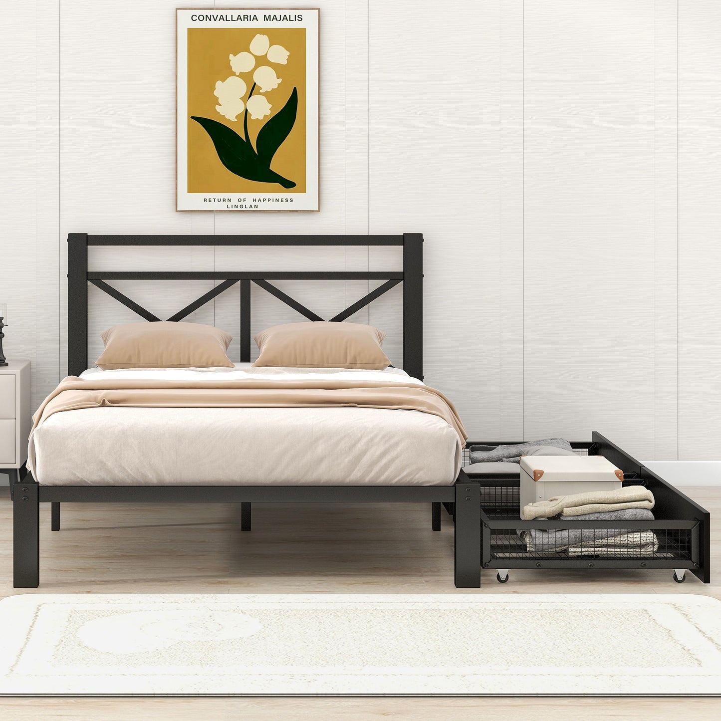 Sesslife Twin Bed Frame with Storage, LJC