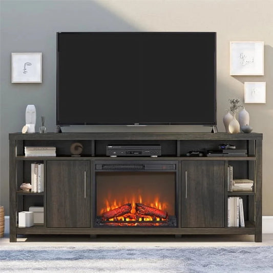 23" Electric Fireplace Insert, Wall Recessed 3D Electric Fireplace, 1400W Fake Fireplace Heater with Adjustable Flame and Timer