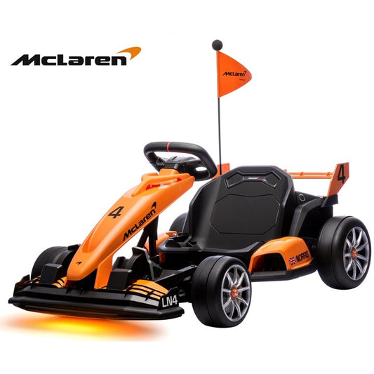 24V Electric Go Kart for Kids, McLaren Battery Powered Drift Racing Go Kart, with 400W Powerful Motor, Kids Race Pedal Go Karting Car With 3 Levels Adjustable Seat, Rear Wheel Drive Ride on Car