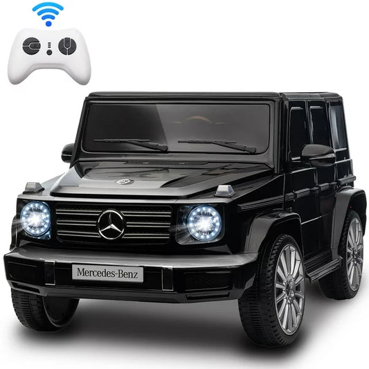 24V Ride on Toys for Kids, Mercedes-Ben G500 Battery Powered Ride on Cars with Remote Control, Music Player, Bluetooth, USB, LED Light, 3 point Safety Belt, Electric car for Kids Gift 3-6, Black