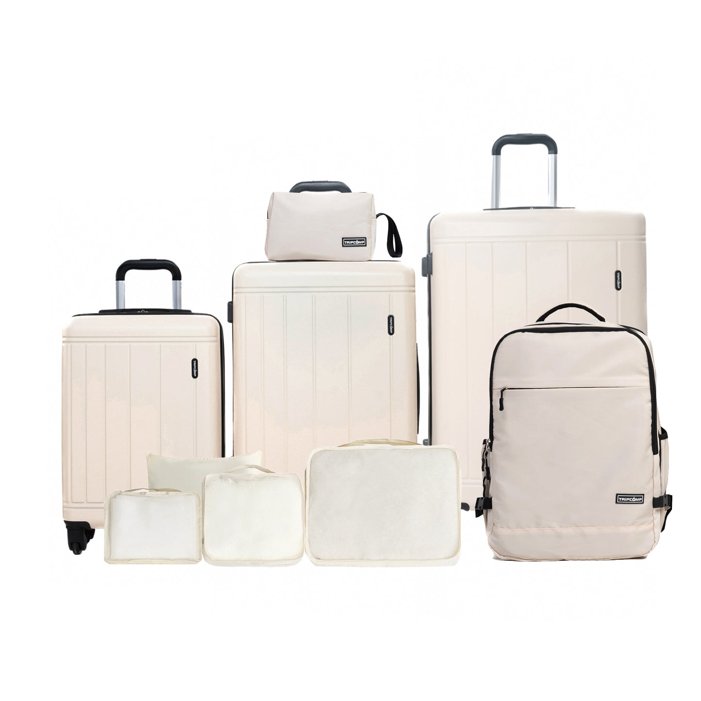 SESSLIFE 9-Piece Hardside Luggage Set, Complete with 20” Carry-On, 24” and 28” Checked Suitcases featuring TSA Locks, Smooth-Spinning Wheels and a Lightweight Design, Black