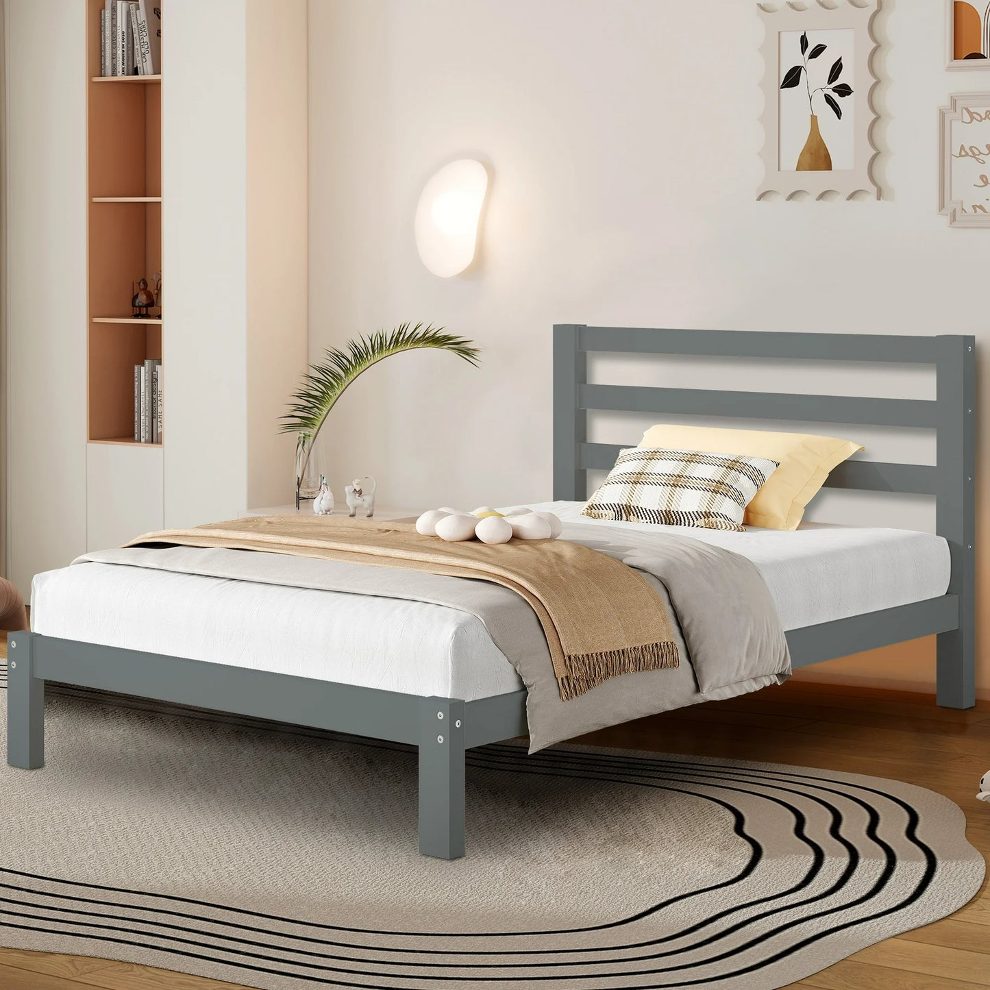 PORKISS Twin Bed for Kids with Storage Drawers, Upgrade Solid Wood Platform Bed, Kids Bed Furniture, No Box Spring Needed, White