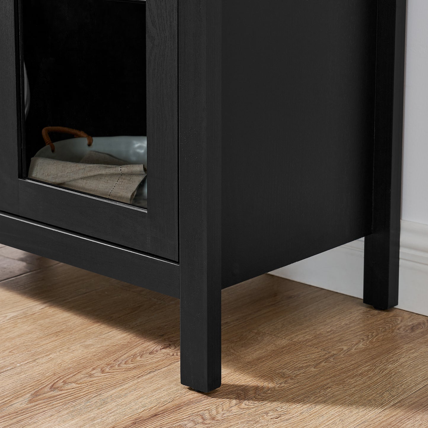 SESSLIFE 67" Arched Storage Cabinet with Light, Modern Wooden Cabinet with Adjustable Shelves, Multi-Functional Tall Kitchen Cabinet for Living Room, Black Freestanding Storage