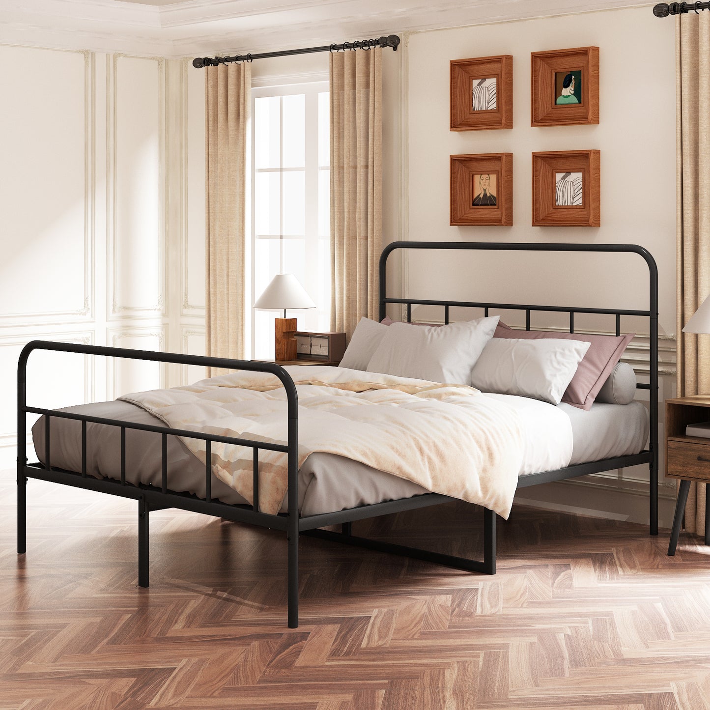 PORKISS Full Size Bed Frame, LJC