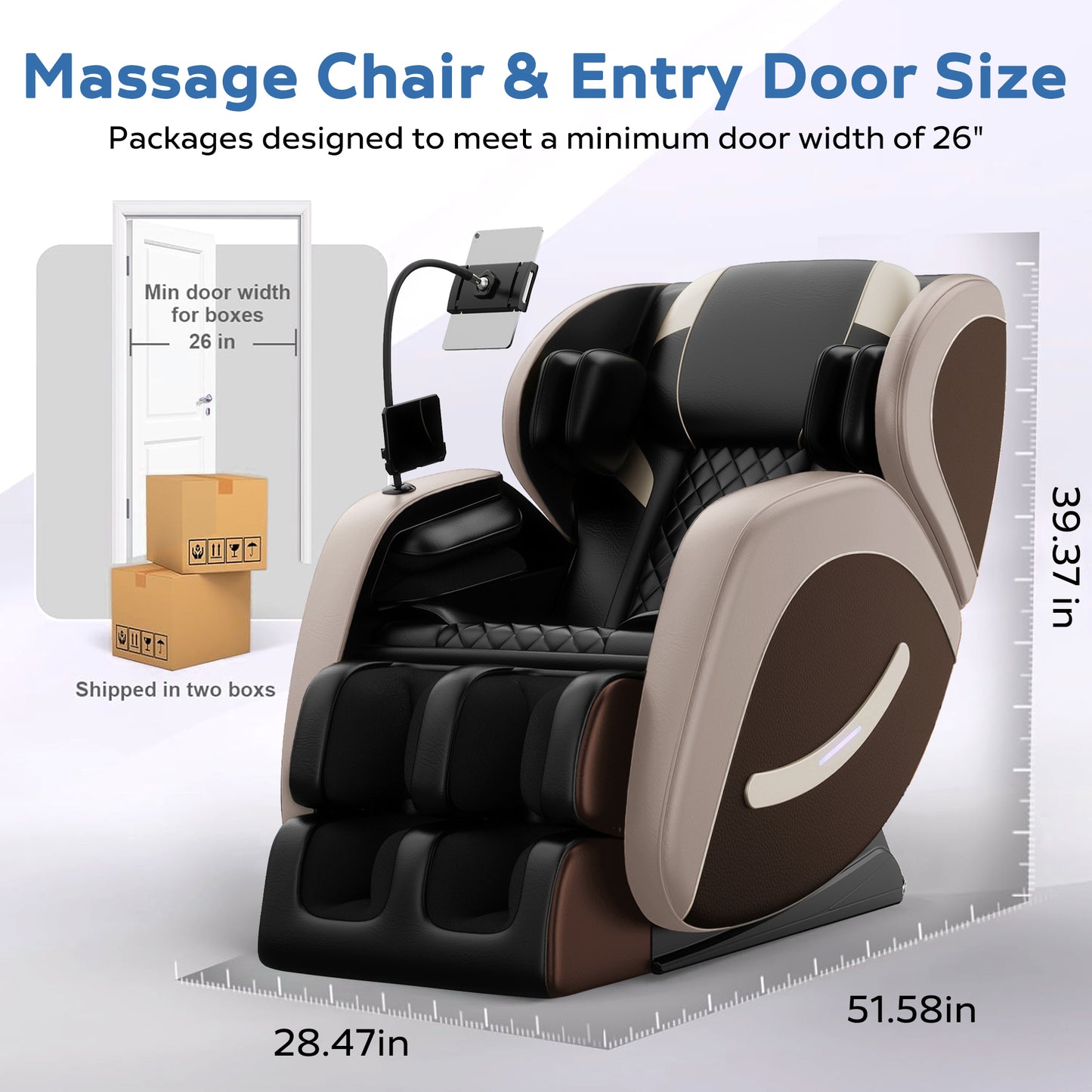 Full Body Massage Chair Recliner with Zero Gravity, Sesslife Leather Massage Chair with Air Pressure, 8 Massage Fix Rollers, Heating, Airbag, Bluetooth, Retractable footrest for Relaxion, Black