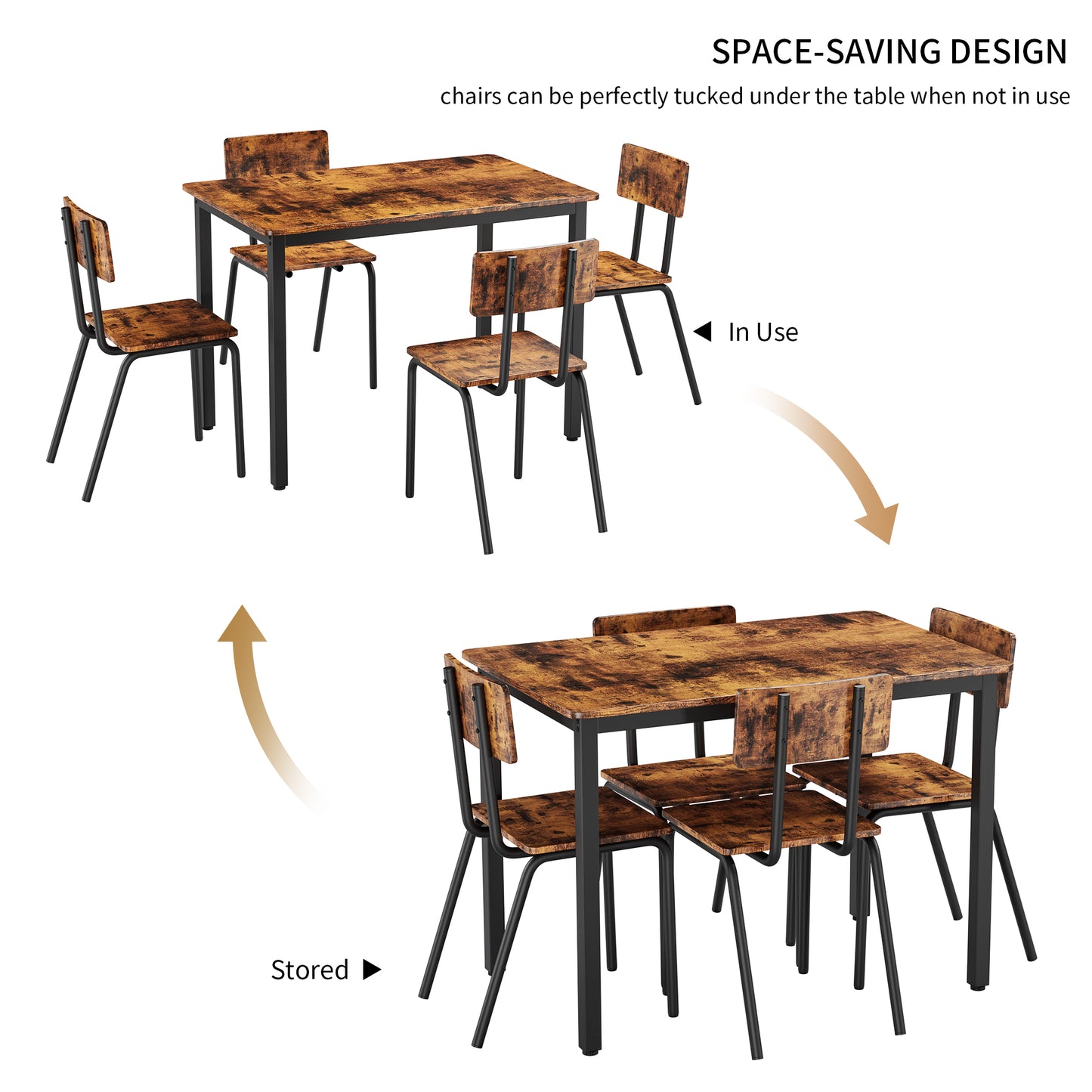 5 Piece Dining Table Set, Dining Table Set for 4, Modern Kitchen Table Set with 4 Chairs, Multipurpose Table and Chairs Set for Home Pub Bistro